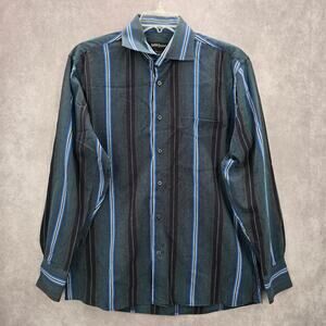 Artisti Italiani Blue Stripe Mens Button Down Cotton Long Sleeve Preppy Shirt XL